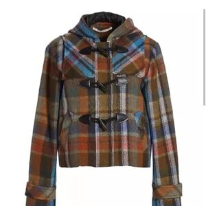 Veronica Beard Ianna Plaid Duffle Coat 100% Wool Size 6